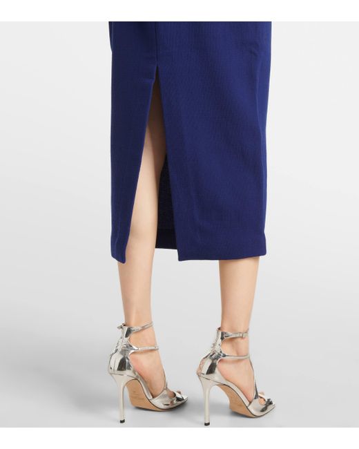 Roland Mouret Blue Wool Crepe Midi Dress