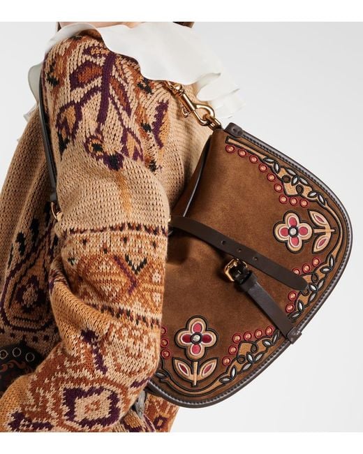 Etro Brown Suede Shoulder Bag