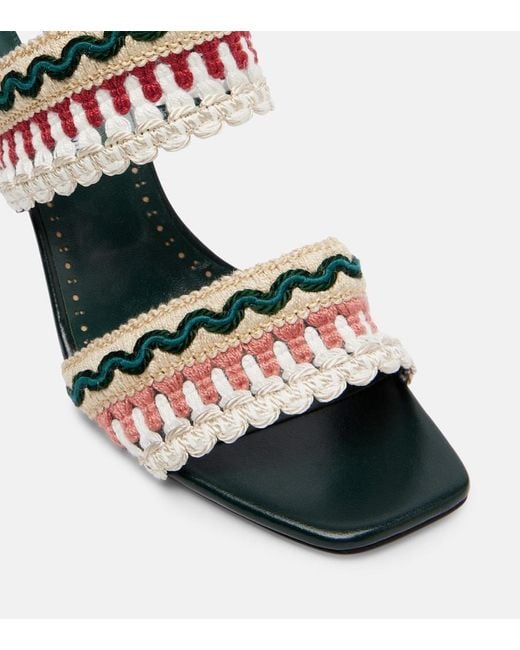 Manolo Blahnik Black Mabeco 90 Leather-Trimmed Knitted Mules