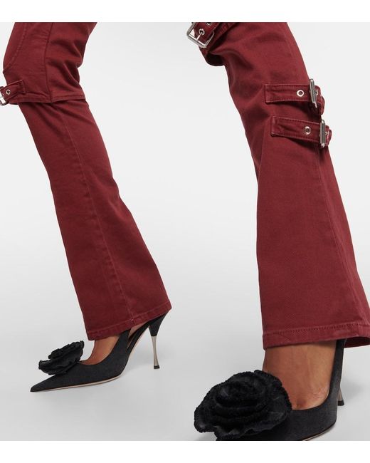 Blumarine Red Cutout Mid-Rise Boyfriend Jeans