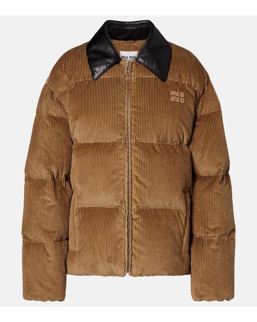 Miu Miu Brown Cotton Corduroy Down Jacket