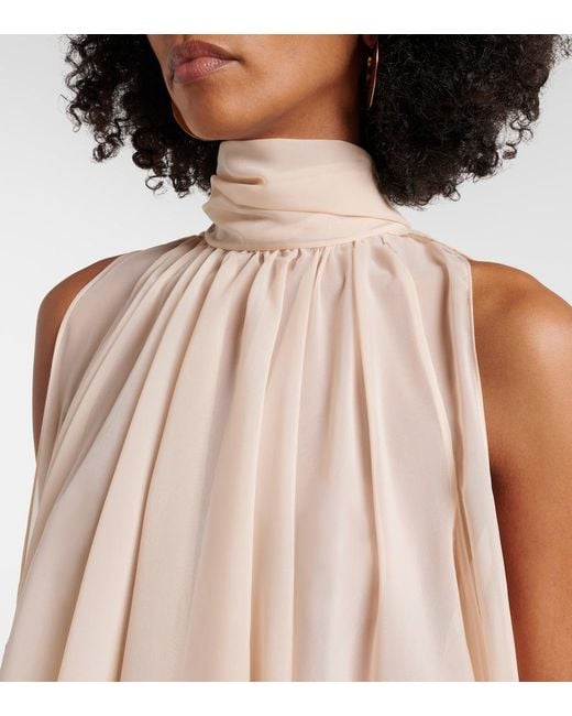 Blumarine Natural Asymmetric Georgette Blouse
