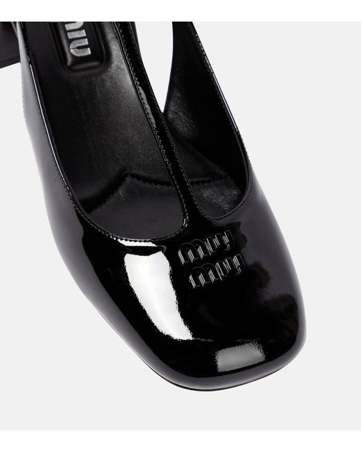 Miu Miu Black Patent Leather Slingback Pumps