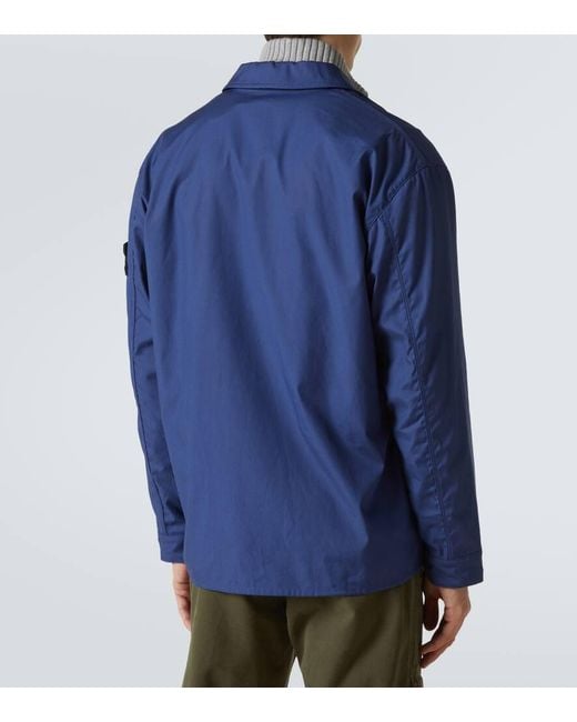 Stone Island Blue Compass Cotton Canvas Overshirt for men