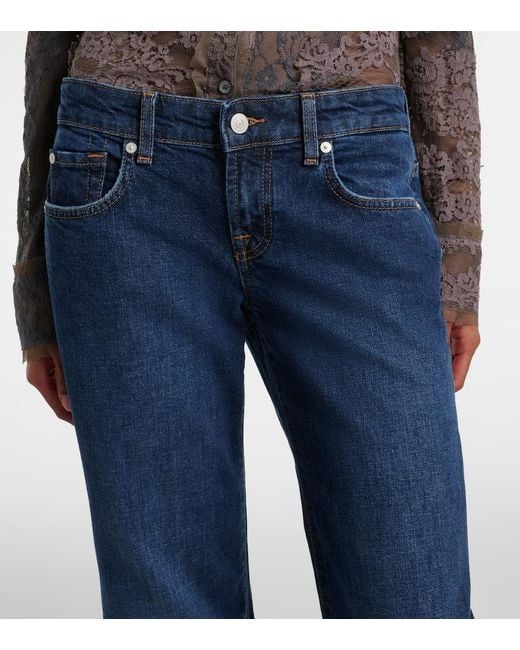 7 For All Mankind Blue Low-Rise Flared Jeans