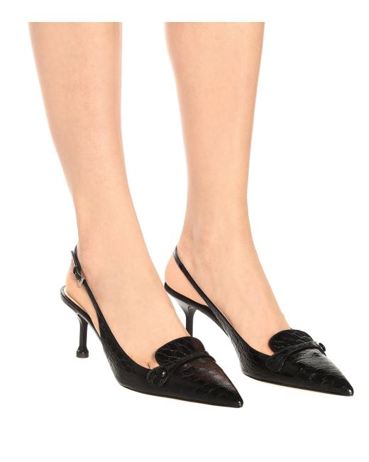 black croc slingback heels