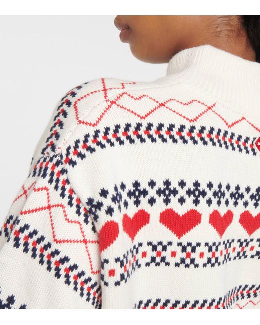 The Upside Red St Moritz Clementine Intarsia Cotton Sweater