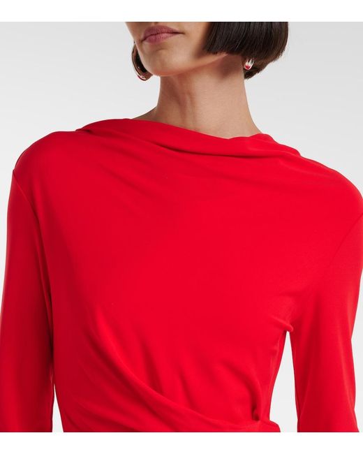 Jonathan Simkhai Red Ruched Ferrera Midi Dress