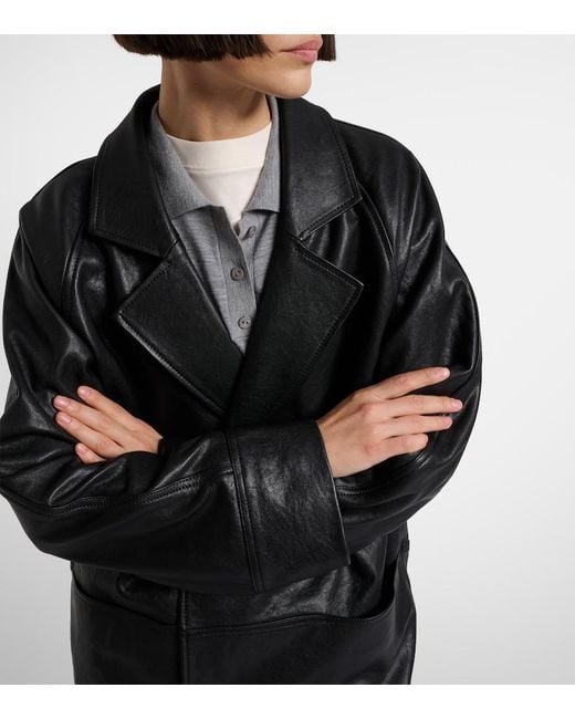 FRAME Black Oversized Leather Jacket