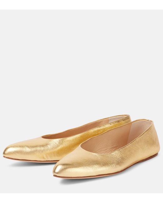 Gabriela Hearst Natural Andre Metallic Leather Ballet Flats
