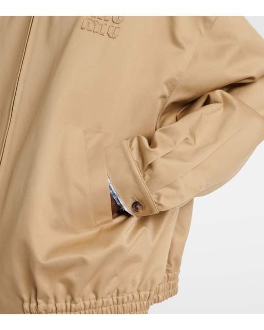 Chaqueta De Algodon A Cuadros Miu Miu de color Natural