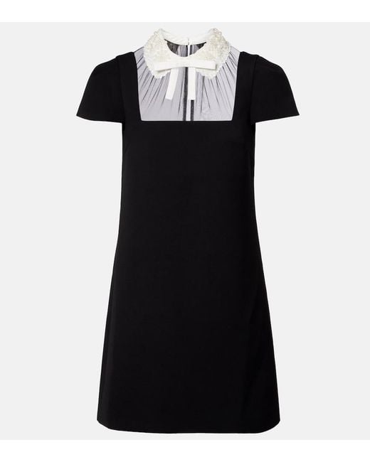 Self-Portrait Black Bow-Detail Crepe Minidress