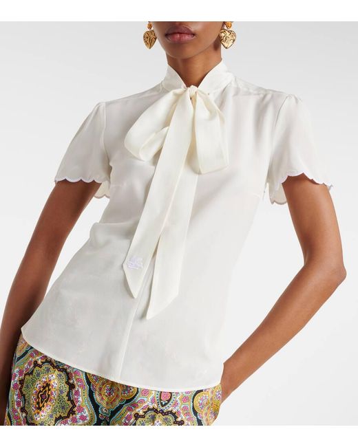 Blusa de seda con lazada Etro de color White