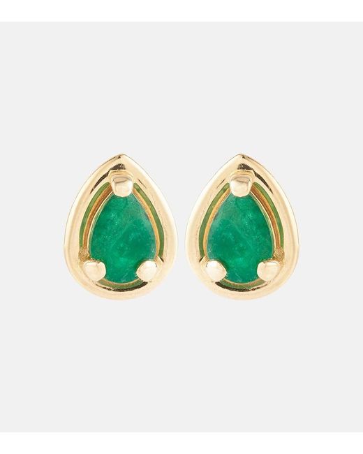 STONE AND STRAND Green Birthstone Bonbon 14kt Gold Earrings With Emeralds