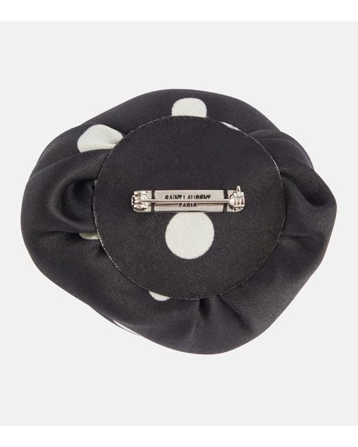 Broche de organza de seda Saint Laurent de color Black