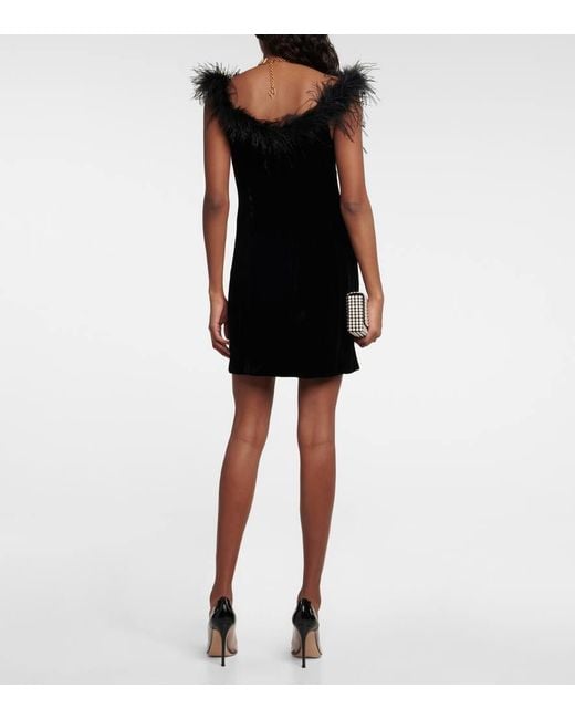 Rixo Black Minikleid Lena Aus Samt Mit Federn