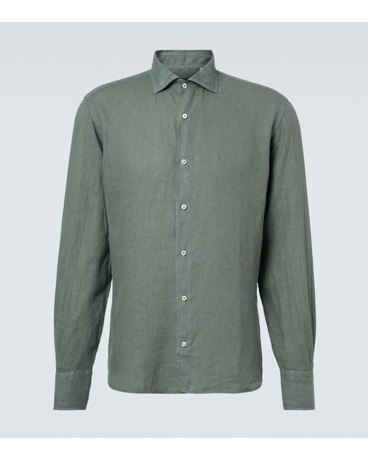 Camicia Nick di Fedeli in Green da Uomo