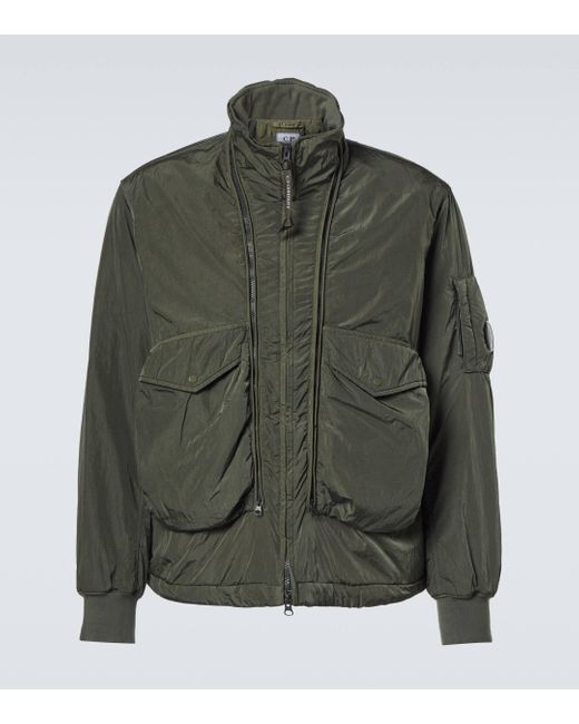 C P Company Green Chrome-R Body Technical Bomber Jacket for men