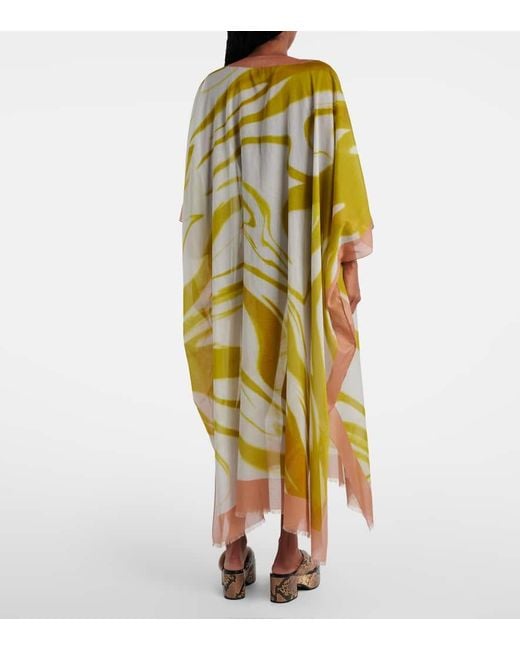 Dries Van Noten Yellow Printed Cotton Kaftan