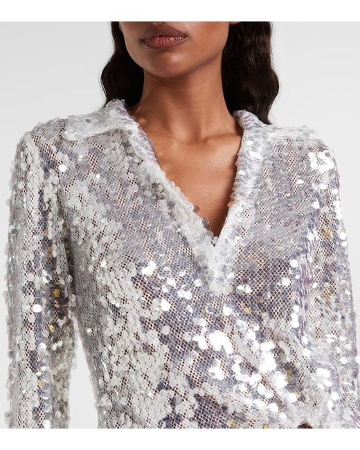 Christopher Esber White Opaline Sequined Top