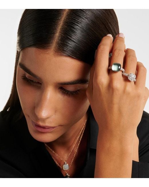 Pomellato Blue Nudo 18Kt And Rose Ring With Topaz And Diamonds
