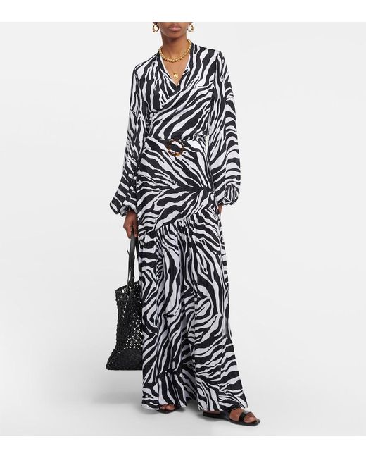 Alexandra Miro Black Tabitha Zebra-print Crop Top