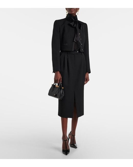 Dolce & Gabbana Black Cropped Wool-Blend Jacket