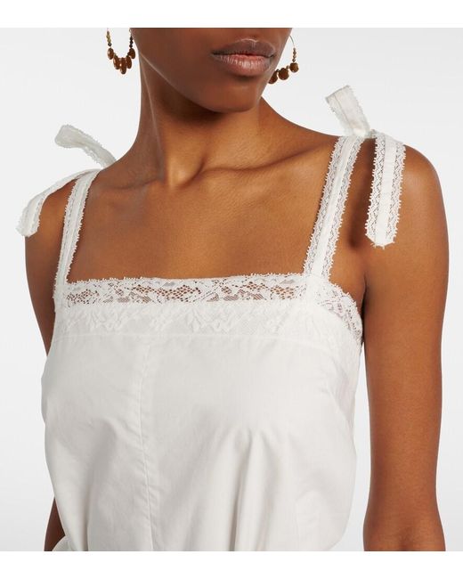 Faithfull The Brand White Reine Lace-Trimmed Cotton Romper