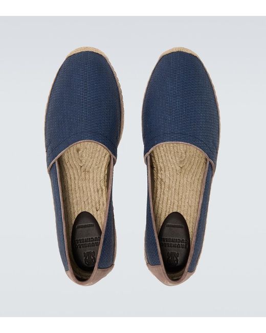 Brunello Cucinelli Blue Suede-Trimmed Canvas Espadrilles for men