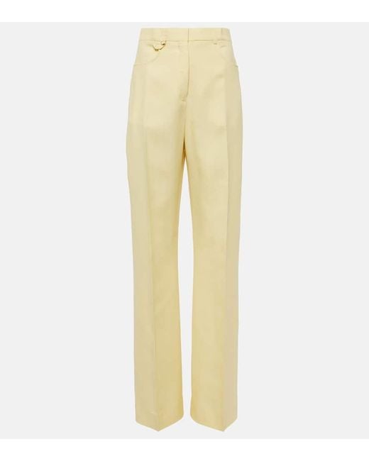 Jacquemus Yellow Gerade High-Rise-Hose Le Pantalon Sauge