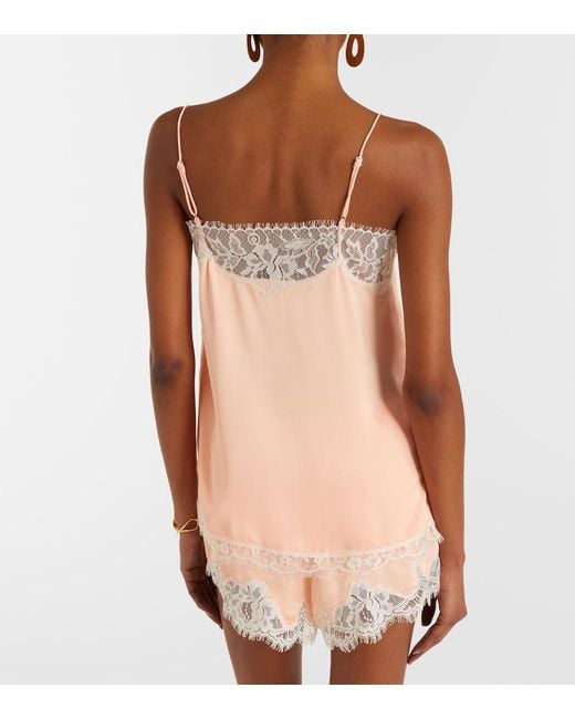 Faithfull The Brand Pink Hanna Lace-Trimmed Satin Camisole