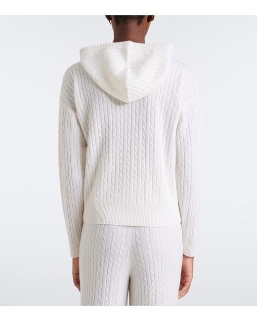 Eleventy White Cable-Knit Cashmere Hoodie