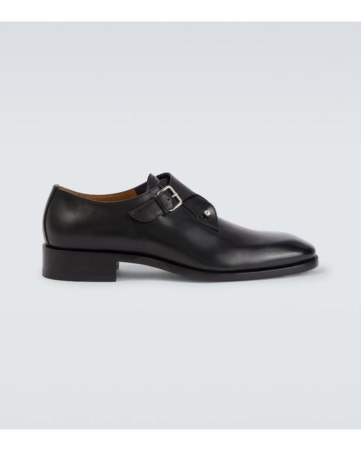 Christian Louboutin Black Chambelimonk Calfskin Monk Shoes for men