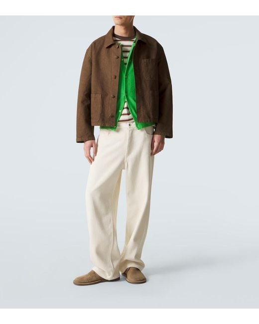 Auralee Green Cashmere And Cotton Cardigan for men