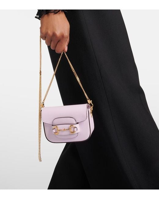 Gucci Pink Schultertasche Horsebit 1955 Mini Aus Leder