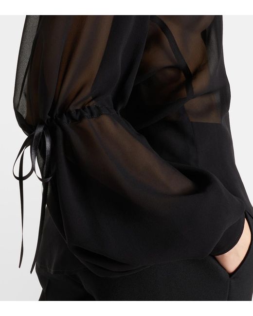 Nina Ricci Black Sheer Silk Blouse