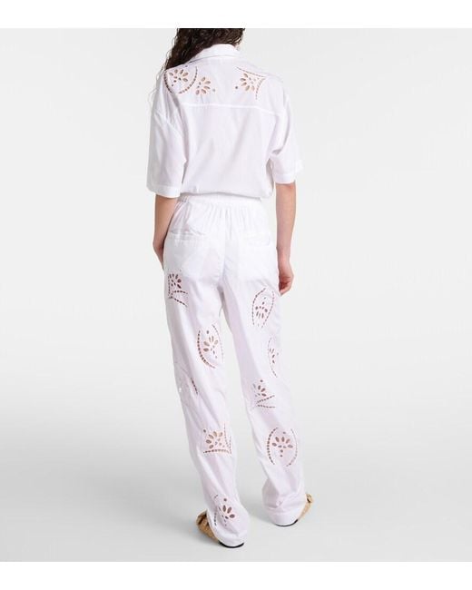 Isabel Marant White Hectorina Broderie Anglaise Wide-Leg Pants