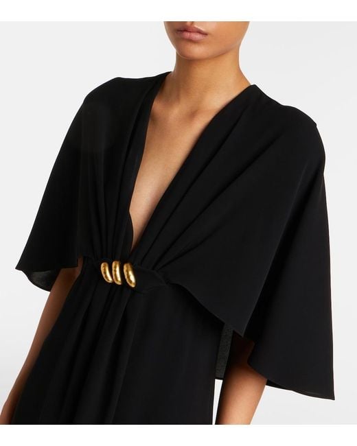 Max Mara Black Elegante Caped Cady Gown