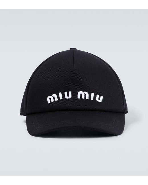 Gorra De Algodon Con Logo Miu Miu de hombre de color Black