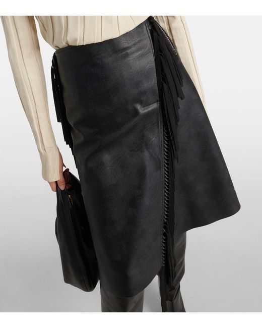 Stella McCartney Black Alter Mat Faux Leather Midi Skirt