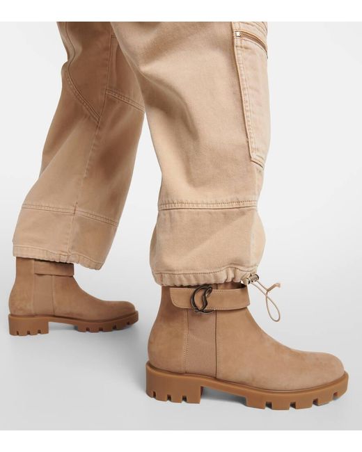 Christian Louboutin Brown Cl Chelsea Suede Ankle Boots