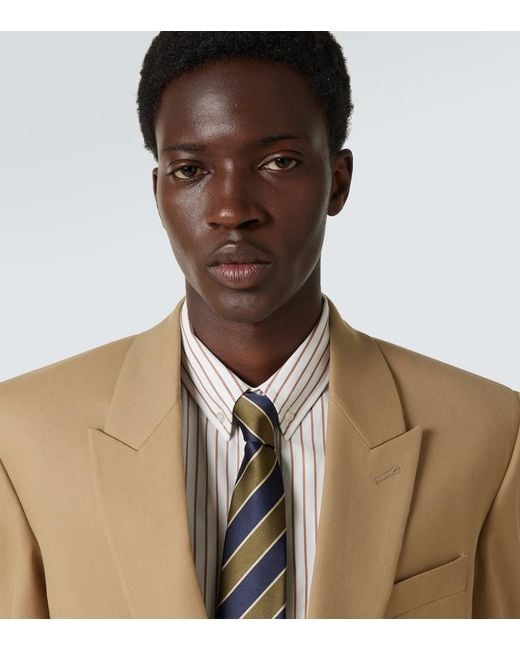 Saint Laurent Blue Striped Silk Twill Tie for men