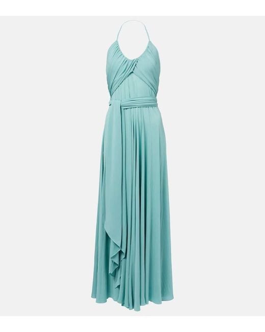 Vestido Largo De Jersey Plisado Alaïa de color Blue