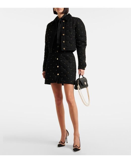 Nina Ricci Black Embellished Cropped Denim Jacket