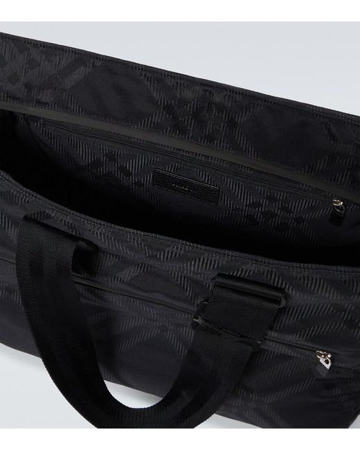 Burberry Black Check Jacquard Tote Bag for men