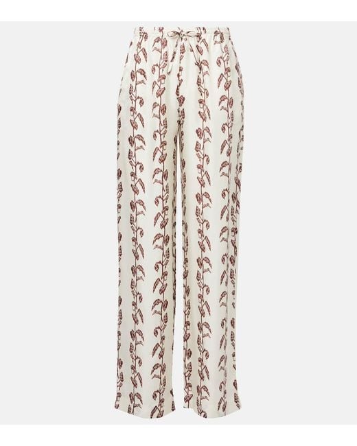 Asceno White Aurelia Silk Twill Wide-Leg Pants