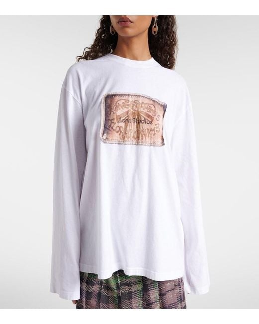 Top De Jersey De Algodon Estampado Acne de color White