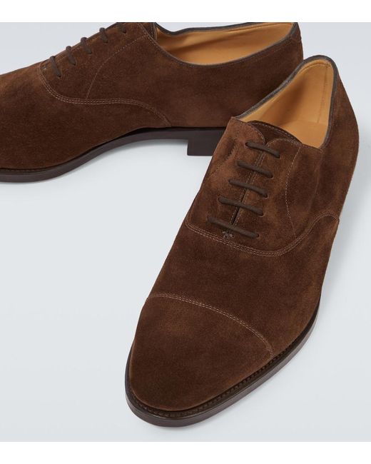 John Lobb Brown City Ii Suede Derby Shoes for men
