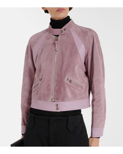 Tom Ford Pink Cropped Suede Jacket
