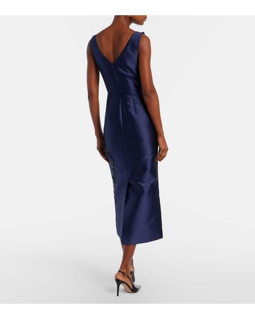 Erdem Blue Embellished Midi Dress